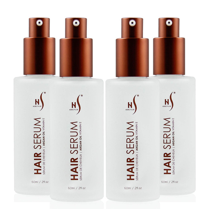 HerStyler Serum, 4 Pack - Hair Styling Agent with Argan Oil for Dry, Damaged Hair - Frizz Control Serum for Straightening, Shine, Trendy Tresses