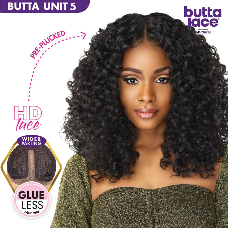 Sensationnel Butta Lace Wigs - Unit 5 Extra Wide 5 Inch Deep Parting Synthetic Preplucked Hairline Glueless Lacefront (FLAMBOYAGECHOCOLATE)