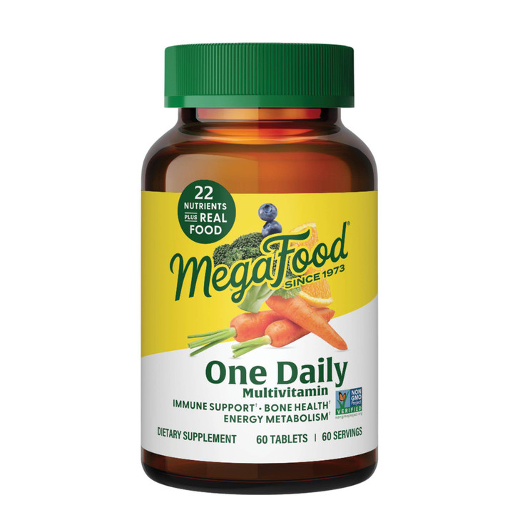 MegaFood One Daily Multivitamin for Women and Men, Immune Support Supplement with Real Food, Vitamin C & Vitamin B, Bone Health, Cellular Energy Meta