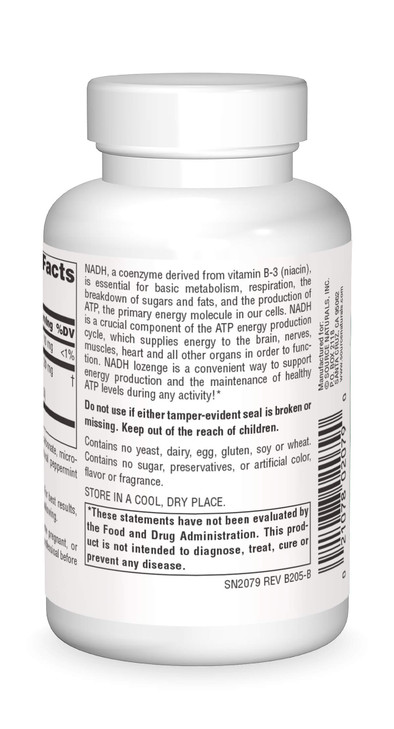 Source Naturals NADH 10mg, Boost Energy and Mental Alertness - 20 Lozenges
