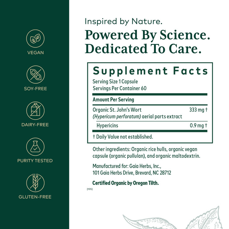 Gaia Herbs Pro St. John's Wort - Healthy Immune System Support Supplement - Health Supplement with Organic St John's Wort - 60 Liquid Phyto-Caps (30