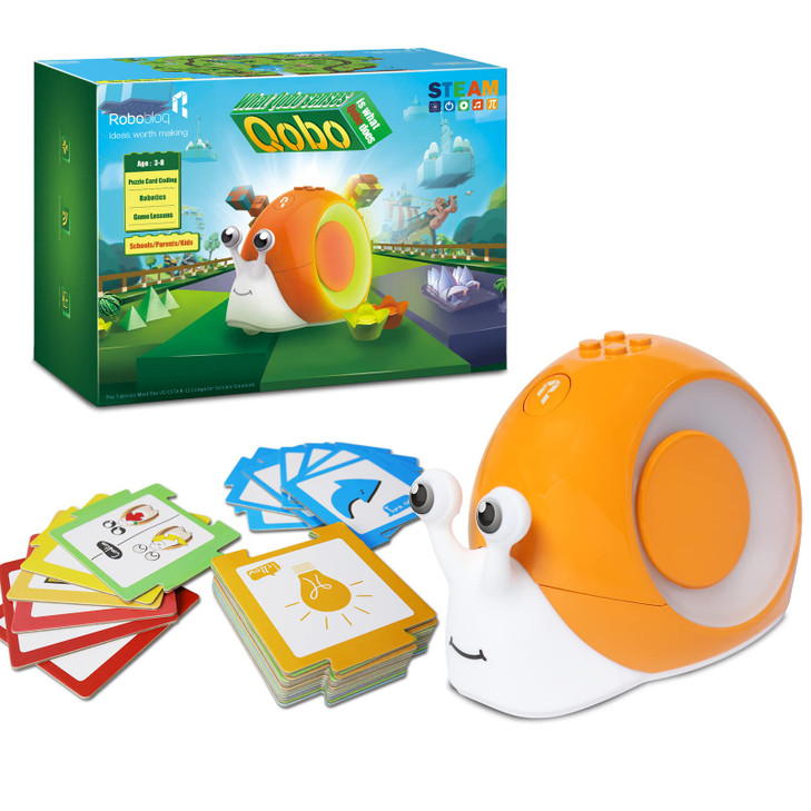Robobloq Qobo Coding Robot for Kids 3+, Screen-Free, Coding Pets with 30 Programming Card, USB Charging, Preschool STEM Learning Activities Toys for