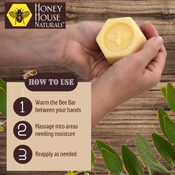 Honey House Naturals Bee Bar Gift Set  Small Bee Bar .6 ounces  All-Natural Ultra Moisturizing Lotion Bar Infused with Essential Oils and Butters 