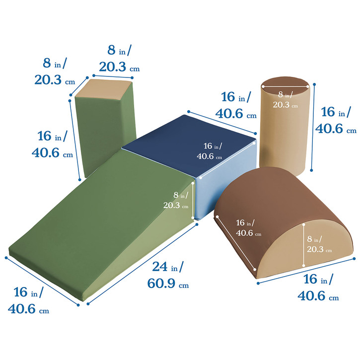 ECR4Kids SoftZone Climb and Crawl Playset, Building Blocks, Earthtone, 5-Piece