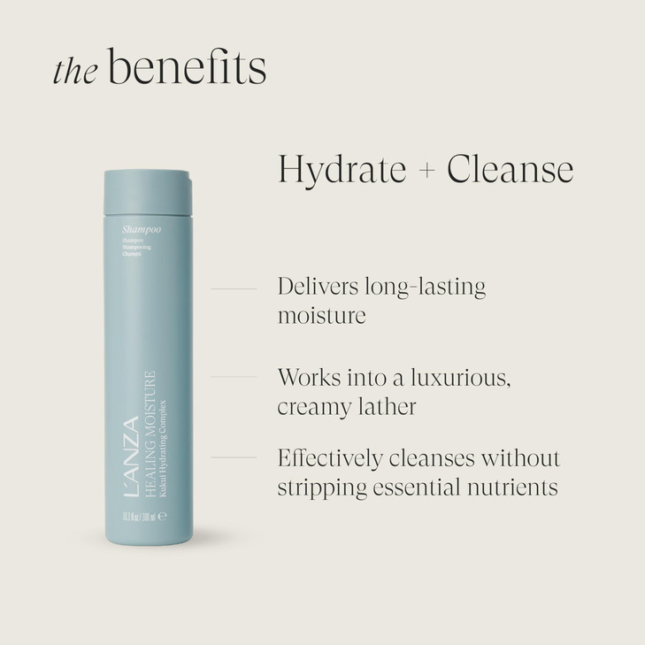 L'ANZA Healing Moisture Shampoo, Hydrates & Heals Damaged Hair, Deep Hydration, Softens, Anti-Frizz, Restores Elasticity, Color Safe Anti-Humidity Da