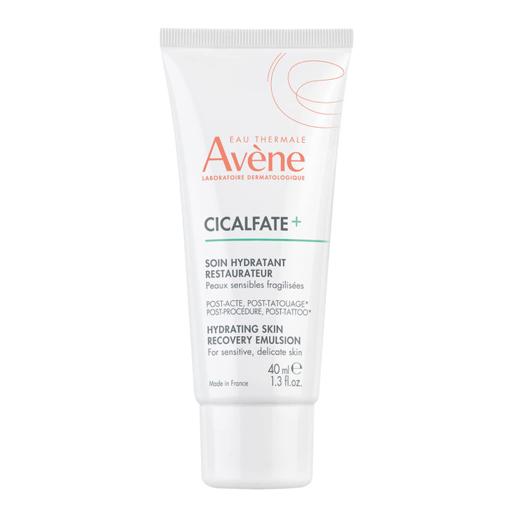 Avène Cicalfate+ Hydrating Skin Recovery Emulsion for post-procedure & post-tattoo, helps restore skin barrier, 24hr hydration, 1.3 Fl Oz