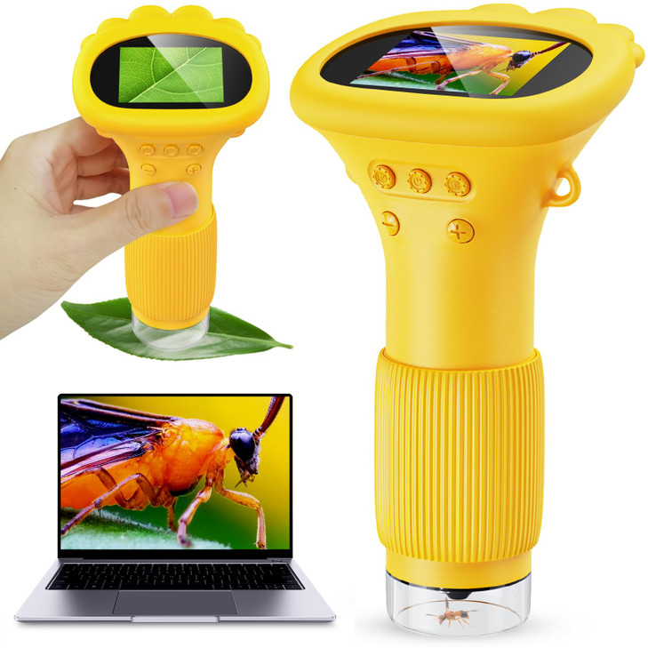 Kids Microscope - Ashfly 1000X Portable Microscope for Kids, Photo & Video Miniscope Pocket Microscope Gifts, 2'' Digital Screen | Ideal Easter Gifts