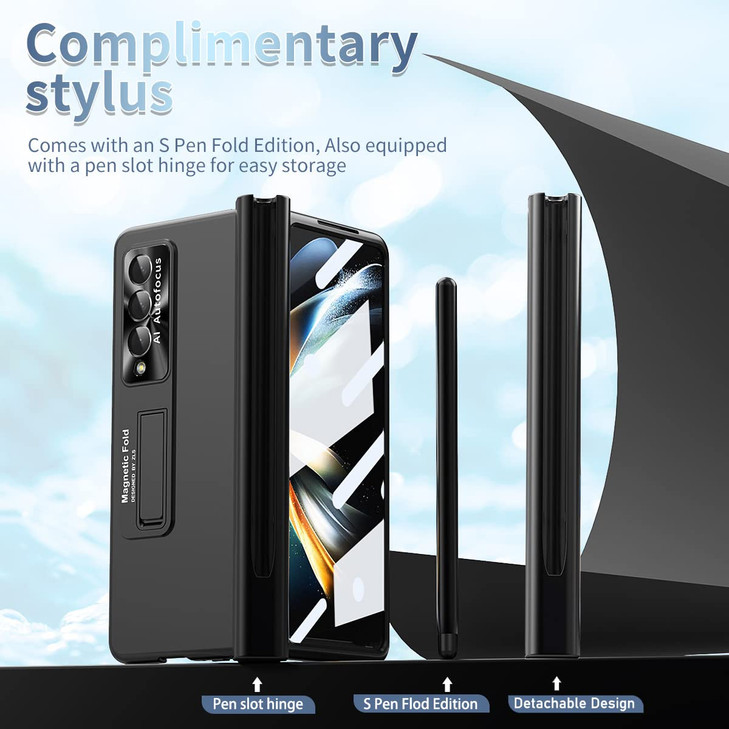 YQODSZ for Samsung Galaxy Z Fold 4 Case with S Pen & Pen Holder, [Hinge Protection] [Built-in Screen Protector] [Kickstand Feature] All-Inclusive Sli