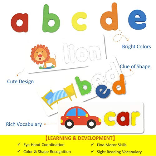 FLYINGSEEDS See and Spell Learning Toys, CVC Word Builders with Sight Words Flash Cards Kindergarten, Educational Toys for Toddler 2 3 4 Year Old Boy