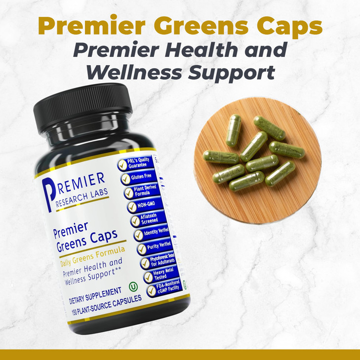 Premier Research Labs Greens Capsules - Super Greens Capsules, Greens Supplements, Super Greens Pills for Wellness, Veggie Pills with Leafy Greens, K