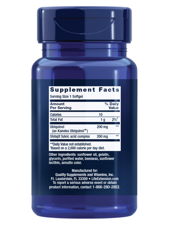 Life Extension Super Ubiquinol CoQ10 with Enhanced Mitochondrial Support  200 mg, Shilajit  Promotes Heart Health, Cell Energy, Oxidative Stress 