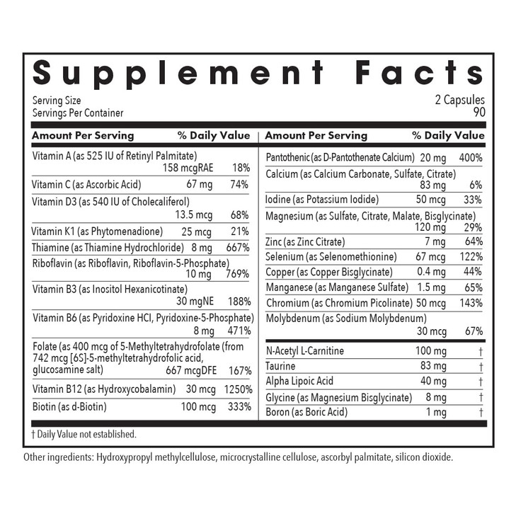 Allergy Research Group MVM-A - Multivitamin Multimineral w/Antioxidants, Multivitamin for Women & Men 50+ w/Vitamin A, C, D, Zinc, Biotin & More - 18