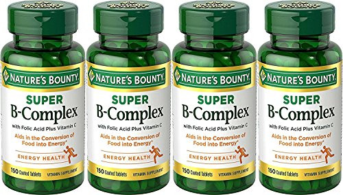 Nature's Bounty B-Complex with Folic Acid Plus Vitamin C, Tablets 150 Each (Pack of 4)