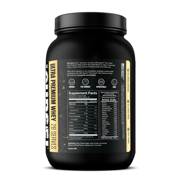 JNX SPORTS The Curse! Ultra Premium Whey Protein Powder Vanilla Bean 2lb | 25g Protein Per Serve, Primary Source Whey Isolate