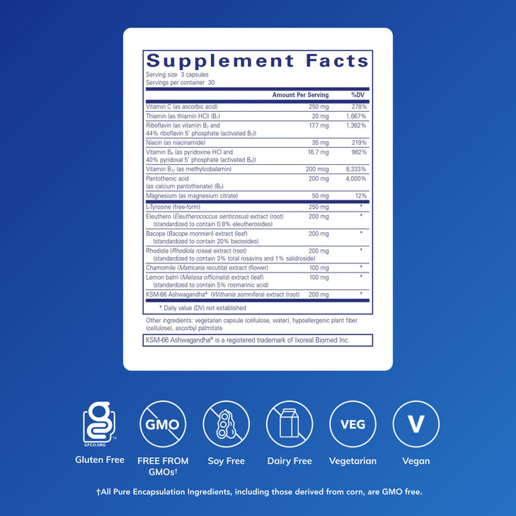 Pure Encapsulations Daily Stress Formula | Promotes Relaxation and Moderates The Effects of Occasional Stress*| 90 Capsules