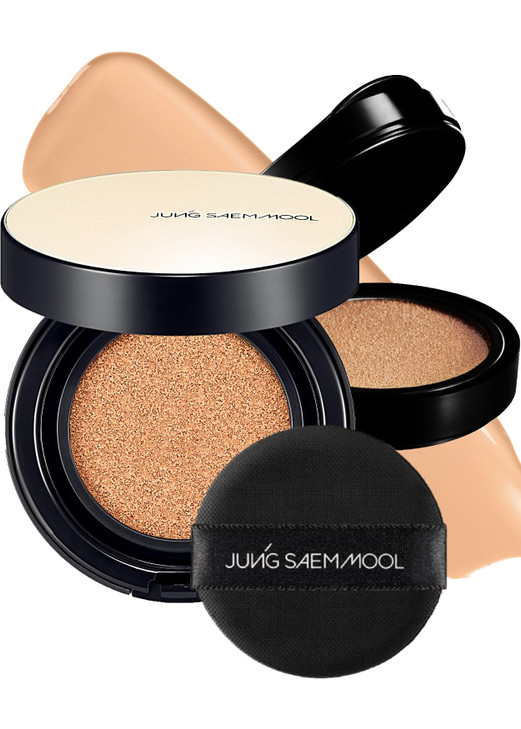 JUNG SAEM MOOL Essential Skin Nuder Longwear Cushion 0.98 Fl Oz, Refill Included, 24H Lasting Cushion Foundation with High Coverage, Semi-Matte Natur