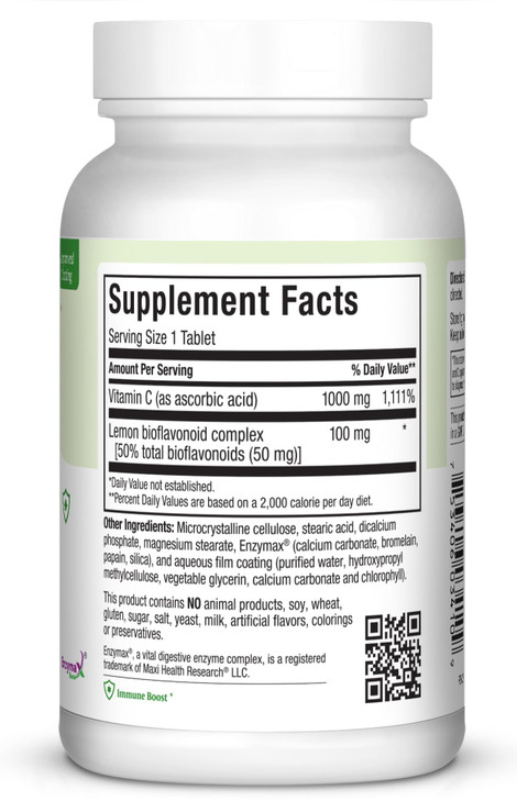 Maxi Health 1000 mg Vitamin C - 1000mg Tablets Ultra High Absorption Formula - Gluten Free Kosher Dietary Non GMO Supplement for Immune Support - Vit