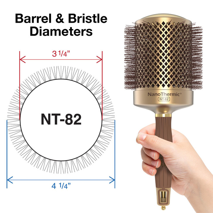 Olivia Garden NanoThermic Ceramic + Ion Round Thermal Hair Brush - Not Electrical - Professional Blowout Brush for Normal to Thick Hair - 3 1/4"-Diam