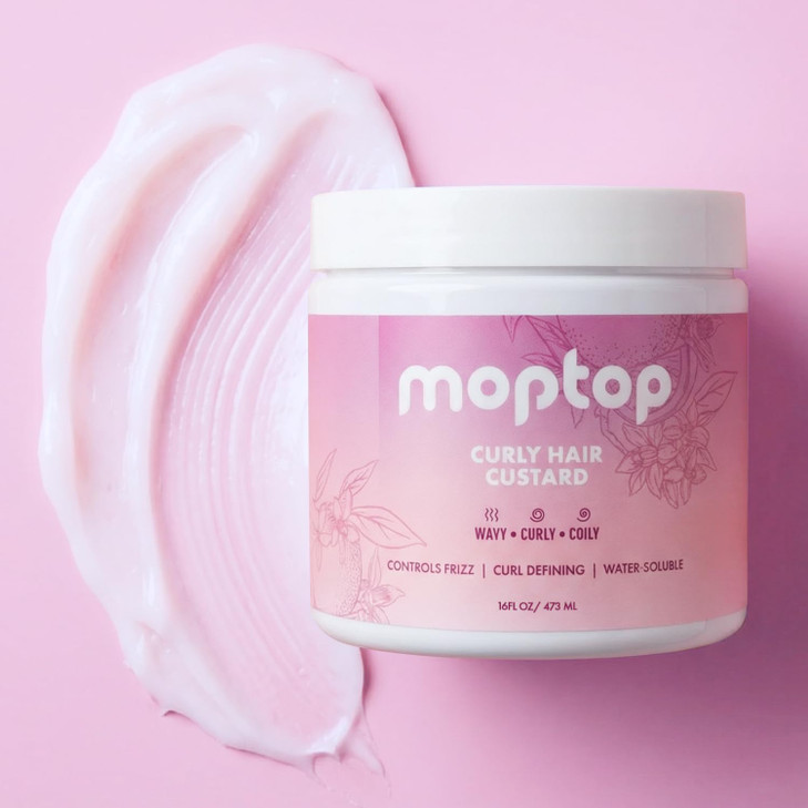 MopTop Curly Hair Gel Custard - Styling Gel for Moisturizing and Defining Soft Curls, Lightweight and Anti Frizz, Curly Hair Products for Waves, Coil