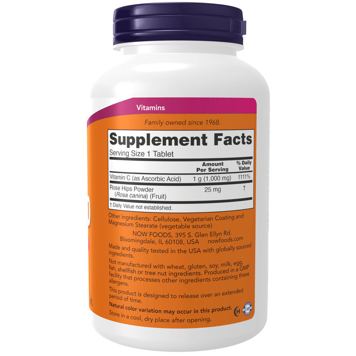 Now Foods Vitamin C-1000 Sustained Release with Rose Hips 250 Tabs (500 (250 X 2))