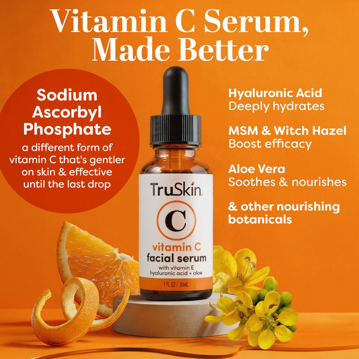 TruSkin Vitamin C Serum for Face  Anti Aging Face Serum with Hyaluronic Acid & Vitamin E  Brightening Formula for Improving Appearance of Dark Spot