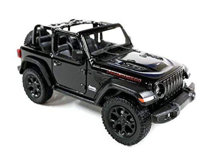 KiNSMART - Jeep Wrangler Rubicon Off Road 4x4 5 inch 1:34 Scale Die Cast Model Replica Toy Car (Black Opentop)