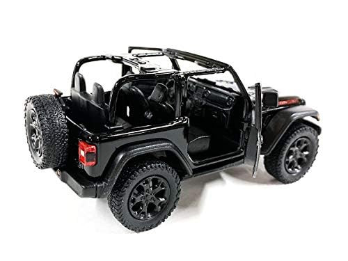 KiNSMART - Jeep Wrangler Rubicon Off Road 4x4 5 inch 1:34 Scale Die Cast Model Replica Toy Car (Black Opentop)