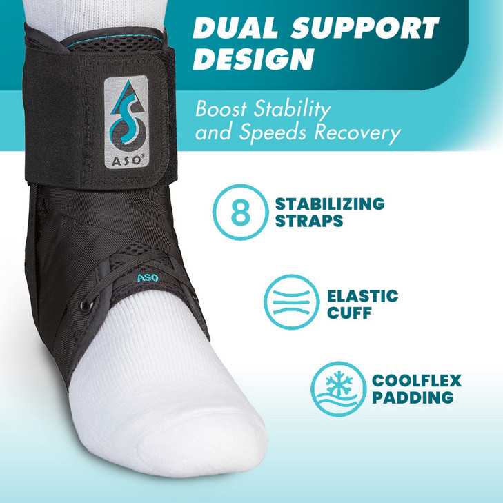 Med Spec ASO Ankle Stabilizer (Large, Black)  Ankle Brace for Sprained Ankle and Peroneal Tendonitis, Orthopedic Ankle Support for Men, Women, Adult