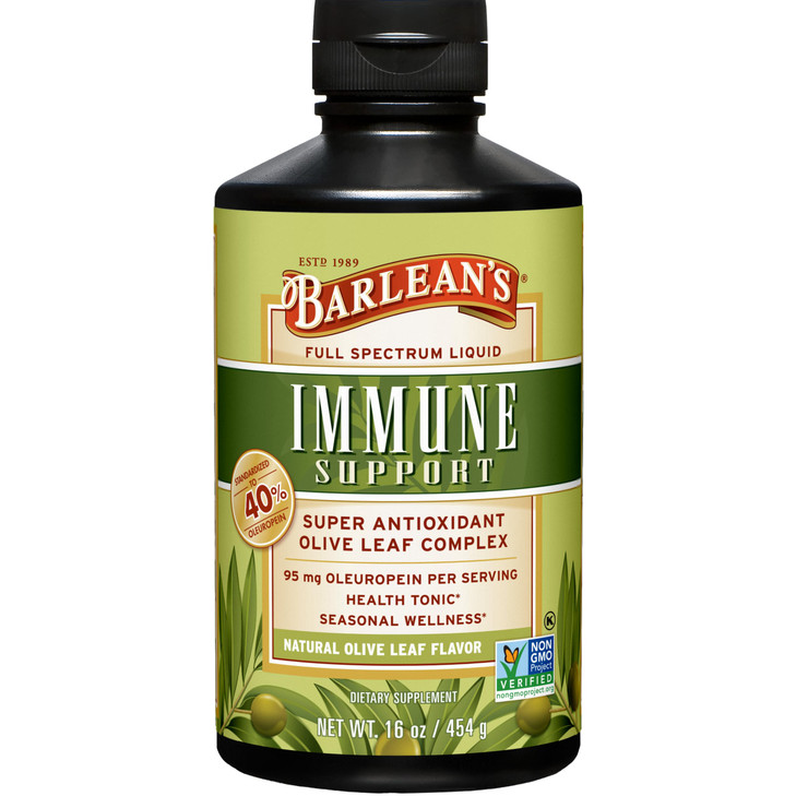Barlean's Olive Leaf Complex Liquid Immune Support Supplement with 95mg Oleuropein Antioxidants for Seasonal Wellness, Heart Health, & Immune System