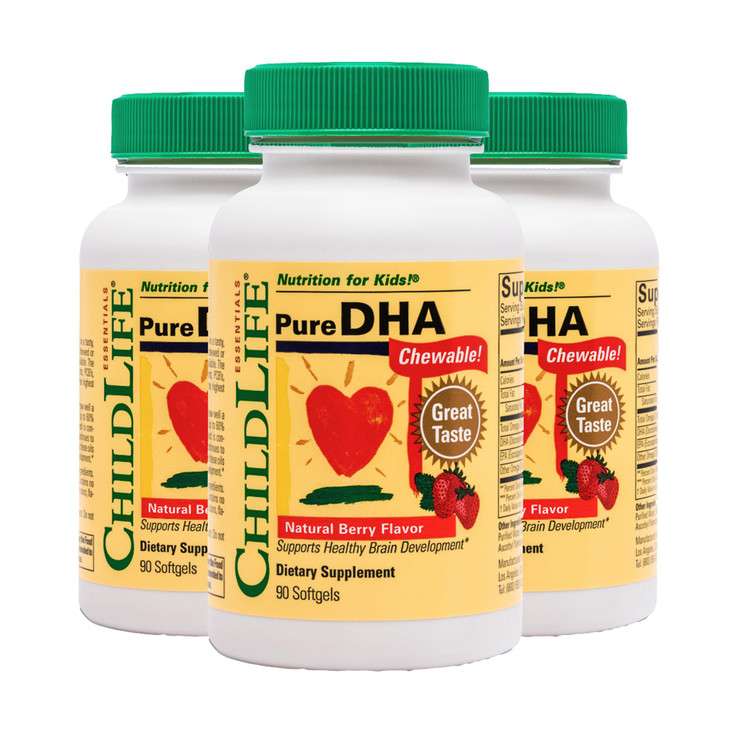 CHILDLIFE ESSENTIALS Pure DHA for Kids - DHA Supplements, DHA EPA Omega 3 Supplement, Children DHA Chewables, Baby DHA, Fish Oil for Toddlers, Gluten