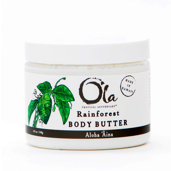 Tropical Apothecary Rainforest Body Butter  Moisturizing Cream with Pure Coconut Oil and Hawaiian Plant Extracts - Ideal for Dry Skin - 5.6oz