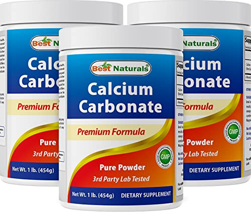 Best Naturals Calcium Carbonate Powder 1 Pound - Food Grade (16 OZ (Pack of 3))