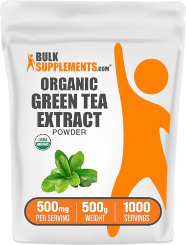 BulkSupplements.com Organic Green Tea Extract Powder - Organic Green Tea Powder, Polyphenols Supplement - Vegan & Gluten Free, 500mg per Serving, 500