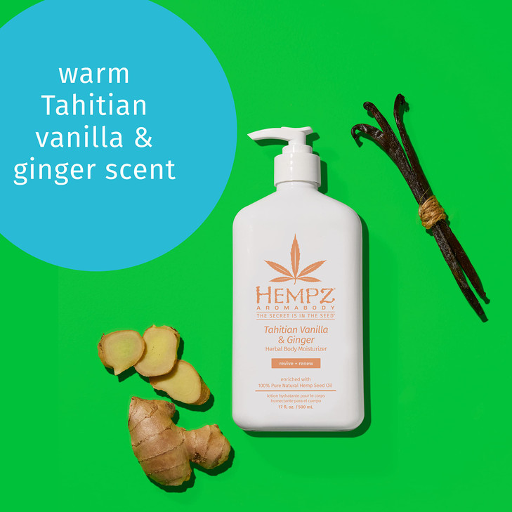 HEMPZ Body Lotion - Vanilla & Ginger Daily Moisturizing Cream, Shea Butter Hand and Body Moisturizer - Hemp Lotion - Skin Care Products, Hemp Seed Oi