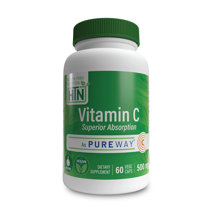 Health Thru Nutrition Vitamin-C 500mg as PureWay-C 360 Vegecaps Superior Absorption | Healthy Immune Function and Collagen Support | 3rd Party Tested