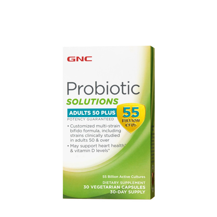 GNC Probiotic Solutions Adults, Customized Vegetarian Formula for Adults 50+, Supports Digestive and Immune Health, 30 Capsules