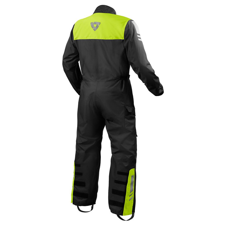 REV'IT! Pacific 4 H2O Motorcycle Rain Suit (Black/Neon Yellow - X-Large)