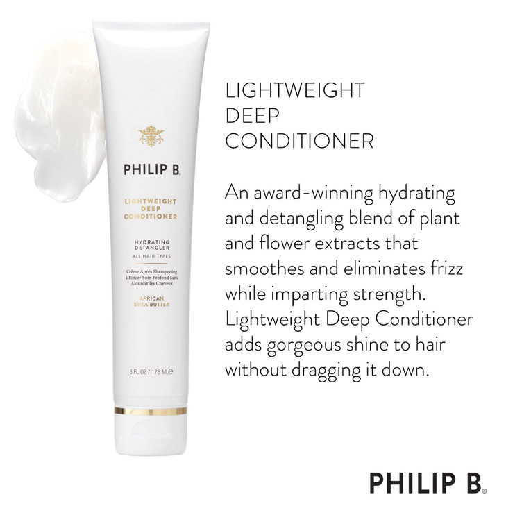 PHILIP B Lightweight Deep Conditioner, 6 fl. oz. (178 ml) - Hydrating Detangler, Adds Moisture, Shine and Smoothness, For All Hair Types