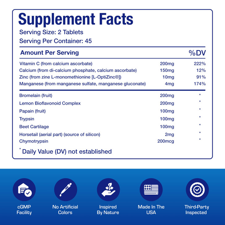 Cartilage Ligament and Tendon Supplement - Clinical Restorative Joint Support Formula with Bovine Cartilage Minerals and Proteolytic Enzymes for Enha