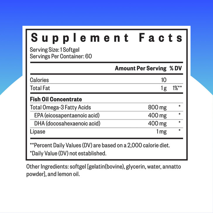 Seeking Health Fish Oil 400mg EPA / 400mg DHA Norwegian Fish Oil Tested for Purity. 60 Softgels