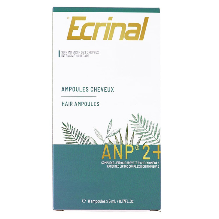 Ecrinal ANP2+ Hair Loss Treatment Ampoules - 8 Ampoules for Hair Growth and Regeneration, Revitalizes Dull, Damaged, Thinning Hair, For Dry, Color-Tr