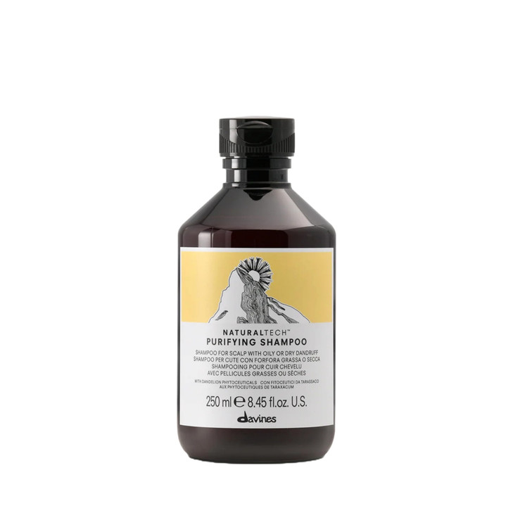 Davines Naturaltech Purifying Shampoo, Clarifying & Anti-Dandruff for Dandruff (Oily or Dry) - With Dandelion Phytoceuticals - Cleanser for Scalp wit