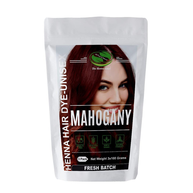 3 Packs Of Mahogany Henna Hair & Beard Color/Dye 100 Grams - Natural Hair Color, Plant-based Hair Dye - The Henna Guys