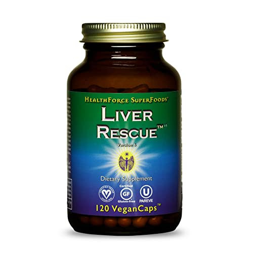 HealthForce SuperFoods Liver Rescue - Natural Liver Cleanse - with Milk Thistle & Dandelion Root - Gluten-Free & Vegan - 120 Capsules