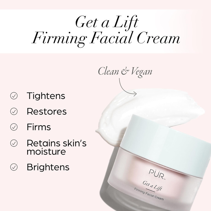 PÜR MINERALS Firming Facial Cream, Get a Lift by Triple-Action Lightweight Moisturizer for Face & Neck Tightens Sagging Skin & Restores Firmness for
