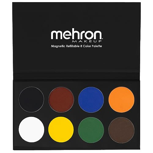 Mehron Makeup Paradise Makeup FX 8 Color Basic Palette | Magnetic Refillable Body Paint & Face Paint Palette | Professional & Water Activated | Costu