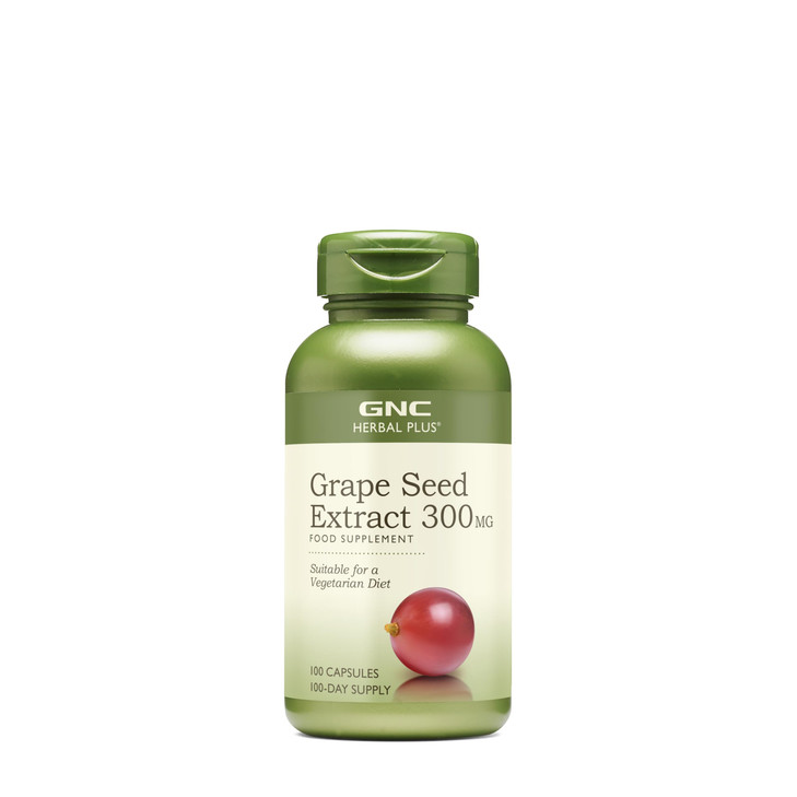 GNC Herbal Plus Grape Seed Extract 300mg Supplement, Vegetarian, 100 Servings