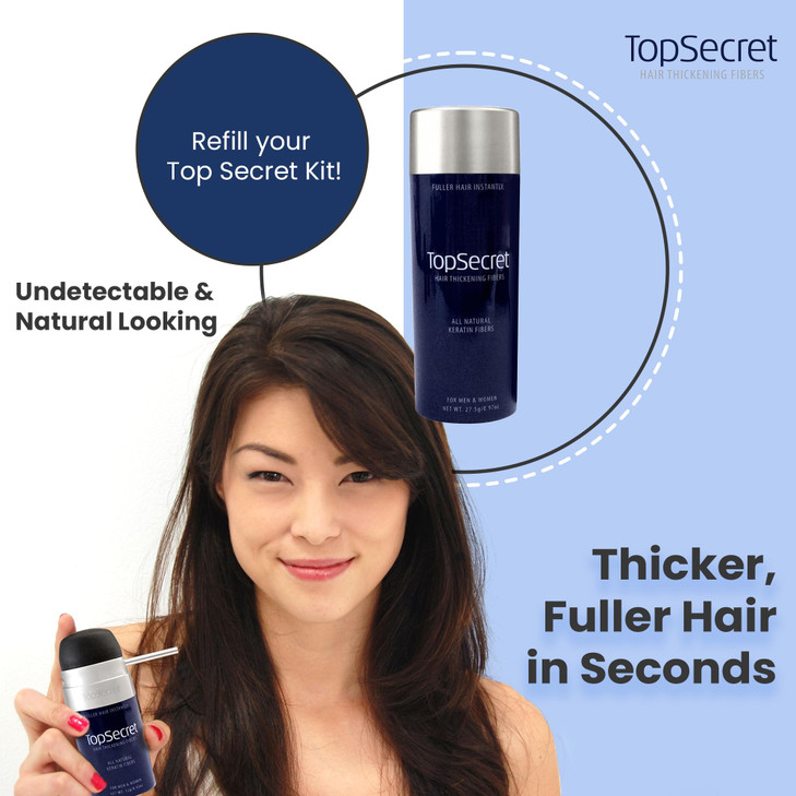 Top Secret Hair Thickening Building Fibers Refills - Undetectable & Natural Hair Filler - for Men & Women - Instantly Fill In Fine Thinning Hair - We