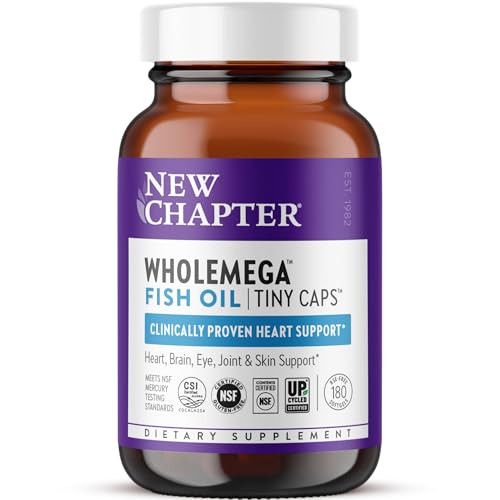 New Chapter Wholemega Fish Oil Supplement, Tiny Capsules, 2000mg per Serving, Clinically Proven Wild Alaskan Salmon Oil with Omega-3 + Vitamin D3 + A