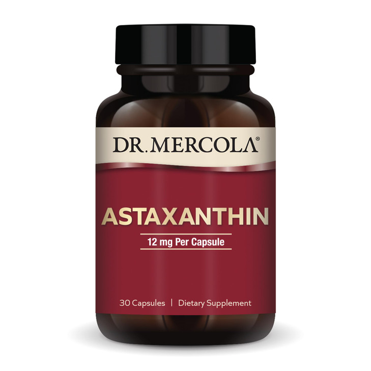 Dr. Mercola Organic Astaxanthin - 12 mg Astaxanthin - Powerful Antioxidant Support - Organic Microalgae Extract - Non-GMO, Gluten-Free & Soy-Free - 3